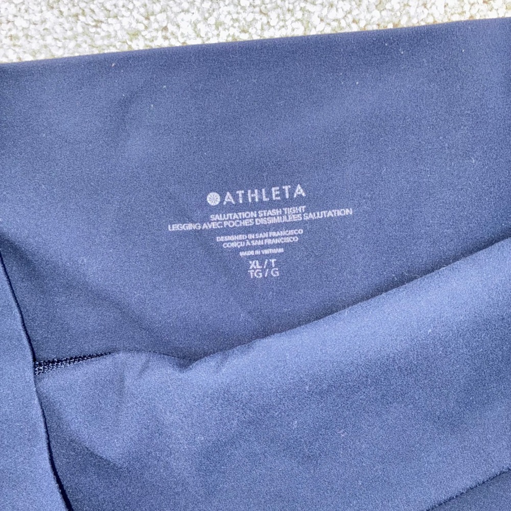 Athleta Salutation Stash Tight Navy Blue Leggings Womens XL Athetic Gorecorp